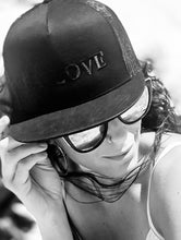 Load image into Gallery viewer, LA LOVE Black On Black Embroidered Trucker Cap