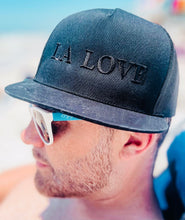 Load image into Gallery viewer, LA LOVE Black On Black Embroidered Trucker Cap