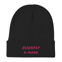 Load image into Gallery viewer, SLIGHTLY a mess Pink Embroidered Beanies