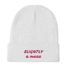Load image into Gallery viewer, SLIGHTLY a mess Pink Embroidered Beanies
