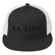 Load image into Gallery viewer, LA LOVE Black On Black Embroidered Trucker Cap