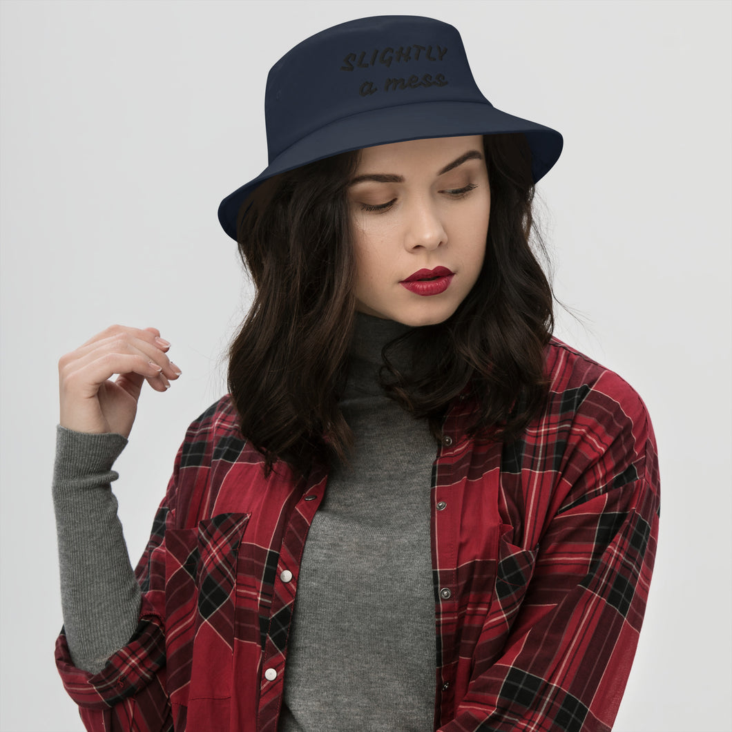 SLIGHTLY a mess (Navy or White) Bucket Hat