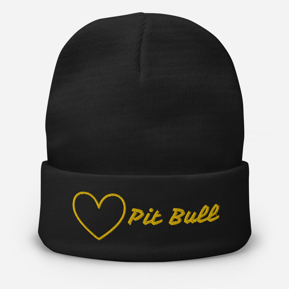 Pit Bull Love Embroidered Beanie