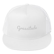 Load image into Gallery viewer, Grassitude White on White Embroidered Trucker Cap
