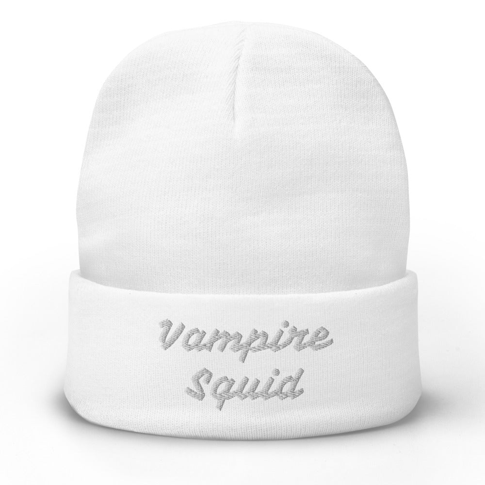 Vampire Squid Embroidered Beanie