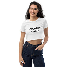 Load image into Gallery viewer, SLIGHTLY a mess Black Organic Crop Top
