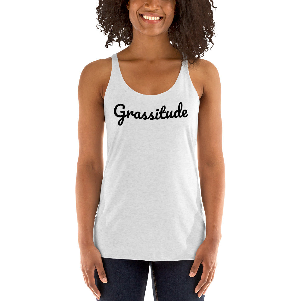 Grassitude White Women's Racerback Tank