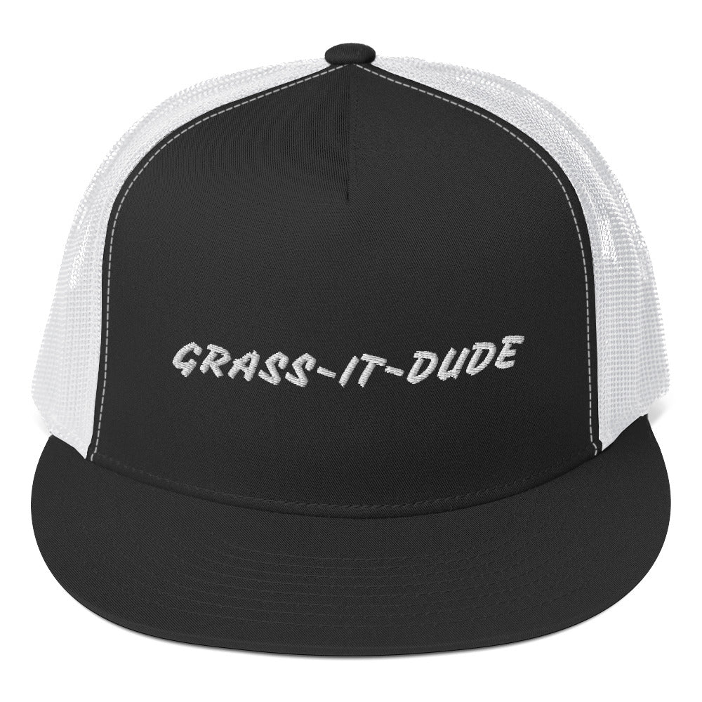 Grass-It-Dude Black Embroidered Trucker Cap