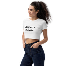 Load image into Gallery viewer, SLIGHTLY a mess Black Organic Crop Top
