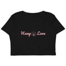 Load image into Gallery viewer, Hemp Love Cursive Organic Crop Top
