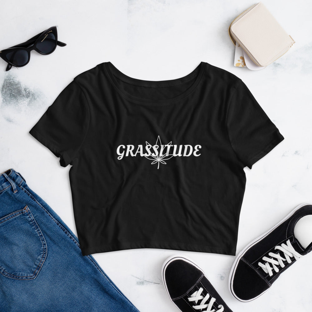 Grassitude Black Women’s Crop Tee